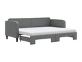 Daybed with pull-out bed and dark grey mattress 80x200 cm fabric DZFQ64199
