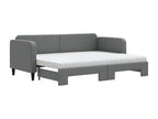 Daybed with pull-out bed and dark grey mattress 80x200 cm fabric DZFQ64199