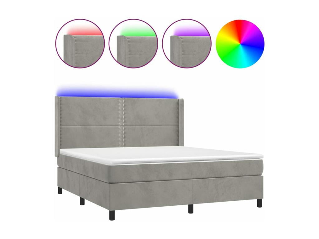 Lumenao bed base with mattress and LED light grey 160x200 cm FIFB44136
