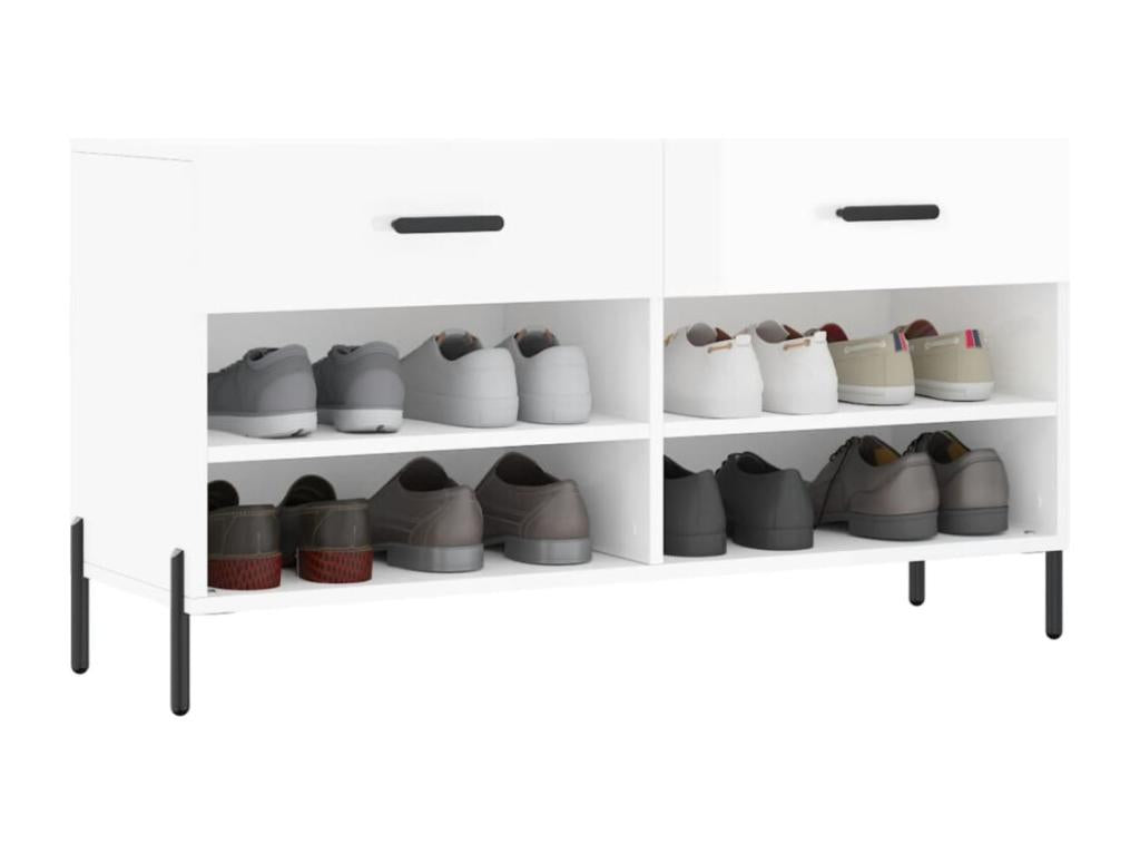 High-gloss white shoe bench 102x35x55 engineered wood WRZL32900