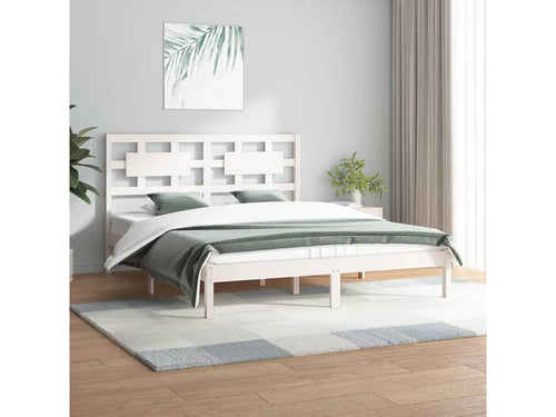 Bed frame without mattress white 140x200 cm solid pine wood JQIA62444