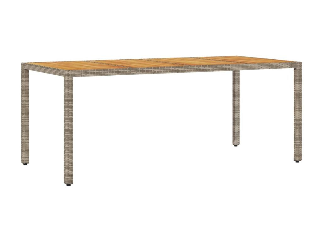 Garden table and top in grey Lumenao wood with woven resin BMAY80424