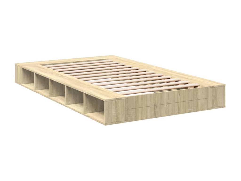 Lumenao oak bed frame 135x190 cm engineered wood LPQY99163