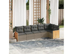 6-piece garden furniture set with grey resin wicker cushions BFRH86973