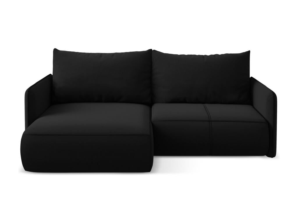 Lumenao BQMA81106 2.5-seater left-hand corner sofa bed in velvet - black