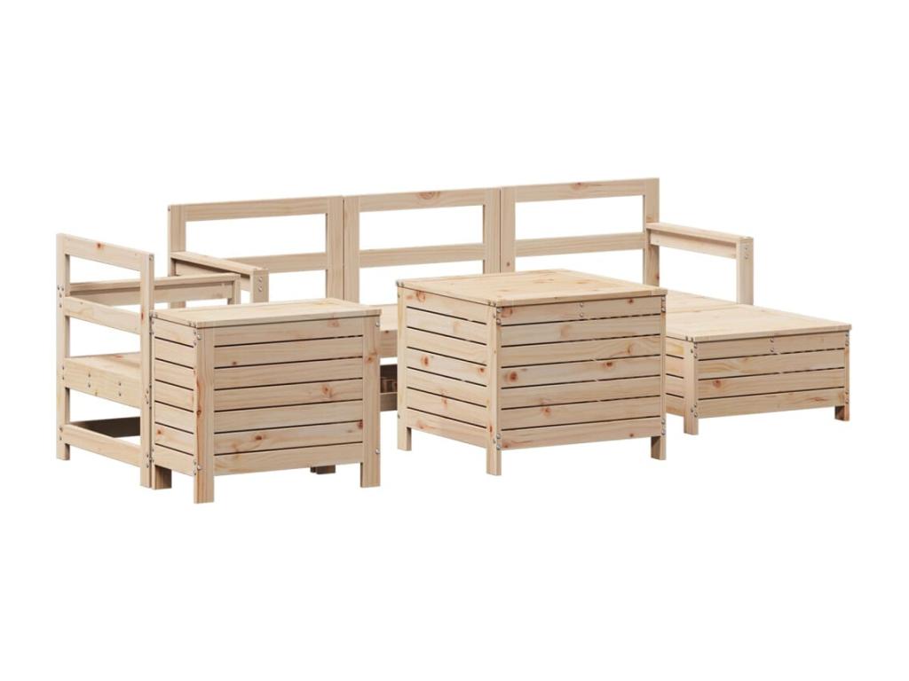 7-piece garden furniture set in solid pine wood LIDA02371