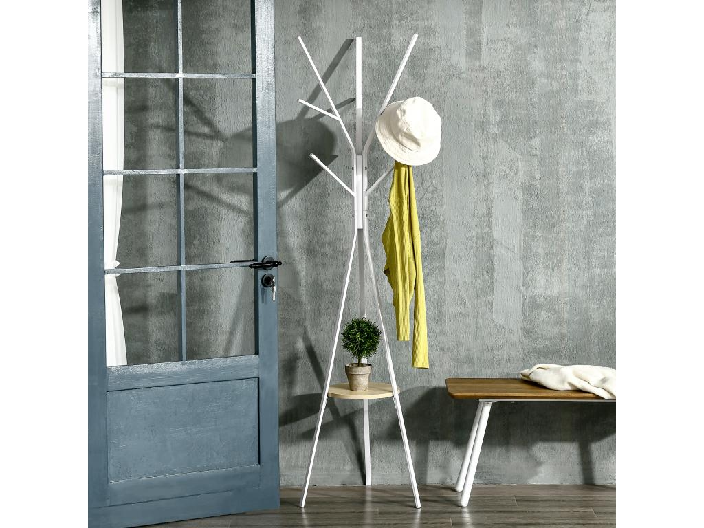 Ventoriq Contemporary Design Tripod Coat Rack Ventoriq 9-Shelf Ventoriq Dimensions: 45L x 45W x 180H cm Light Grey Metal YYXP95128