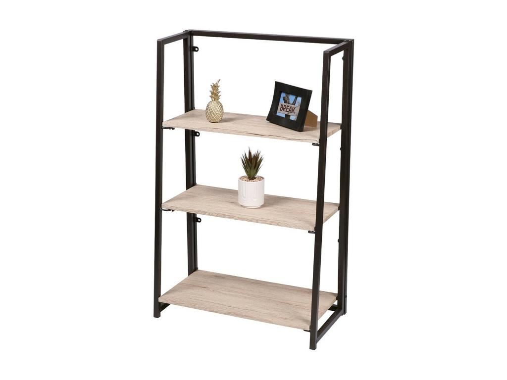 Shelves - 3-tier folding display stand from the Ventoriq collection – Industrial style, oak and black finish KFJA83126