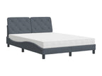 Bed with dark grey mattress 140x190 cm velvet XWGF70963