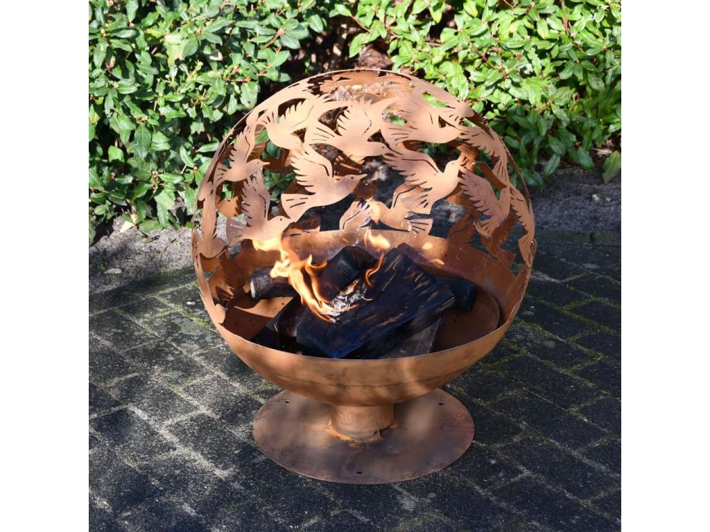 Laser-cut fireplace Birds Rust NNYQ53631