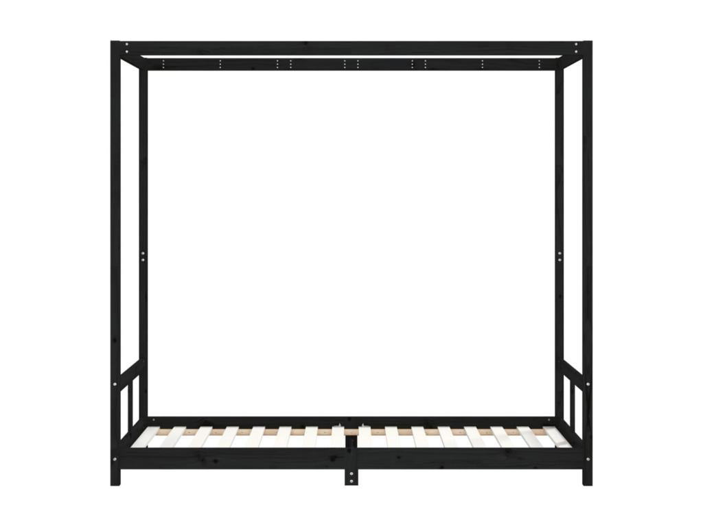 Black children's bed frame 80x200 cm solid pine wood DQUH05145