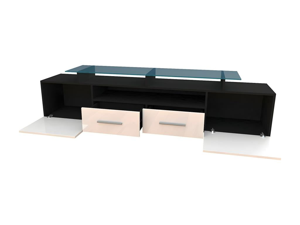 Lumenao 117 TV Stand, Glossy Black - Black. Number of doors: 2. Number of drawers: 2. NRDD01987