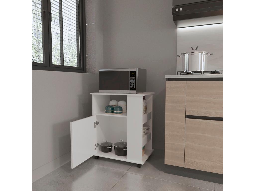 Melamine microwave base cabinet with cabinet and 4 shelves, 73.4 cm x 60 cm x 39.8 cm, White EPHX34930
