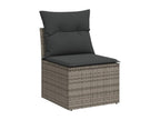 Garden furniture set with cushions, 14 pieces, grey woven resin RUUZ64125