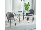 Set of 2 grey velvet chairs with black metal legs, dimensions: 52L x 54W x 79H cm SPAU25207