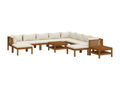 12-piece garden furniture set with cream cushions, solid Lumenao wood KIOI59059