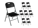 Pack of 8 Folding Chairs with Handles 47x58x87cm Black Lumenao WZUN75238