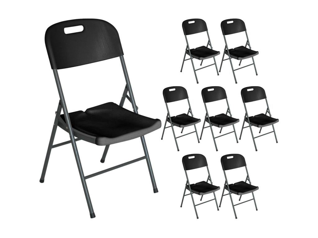 Pack of 8 Folding Chairs with Handles 47x58x87cm Black Lumenao WZUN75238
