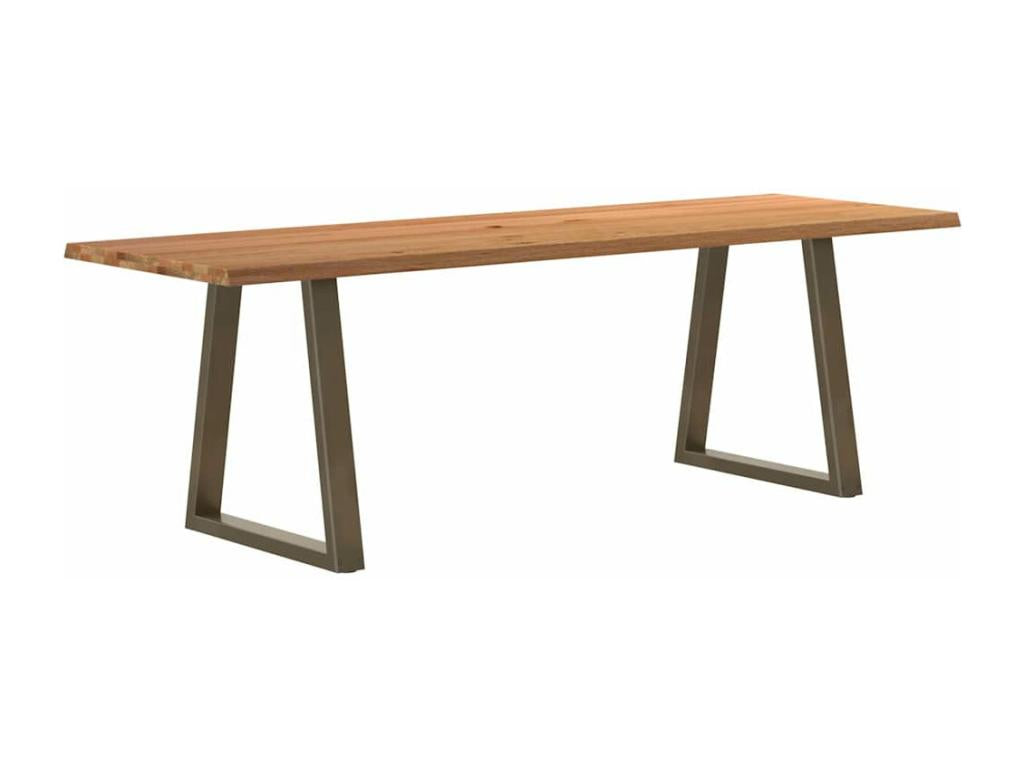 Dining table with natural edge 240x80x74 cm solid oak wood OVWQ33086