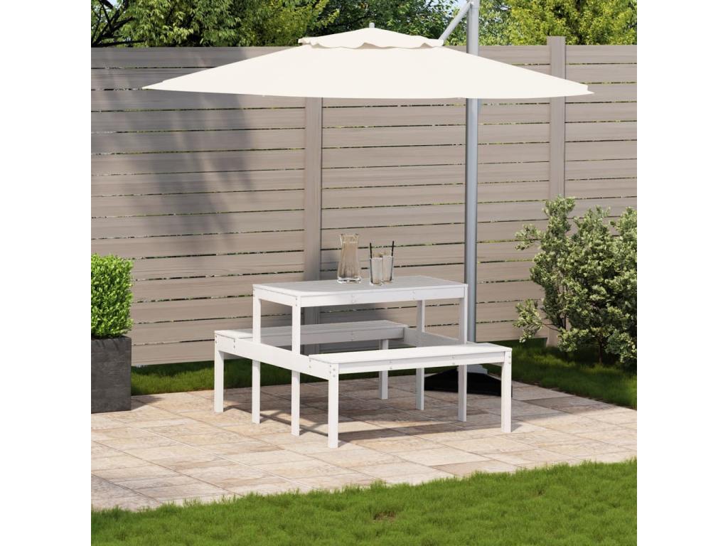 White picnic table 110x134x75 cm solid pine wood SGYW53560