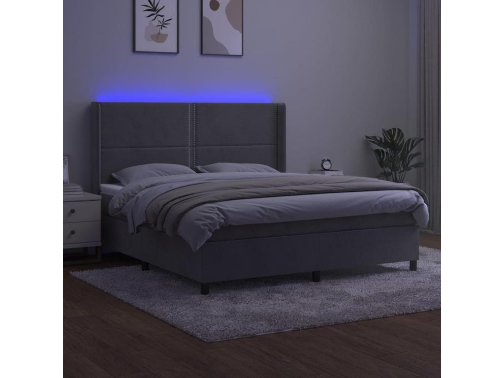 Lumenao bed base with mattress and LED light grey 160x200 cm FIFB44136