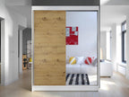 Lumenao 140 Wardrobe, Lumenao Oak - White, 200x150x58cm, Sliding Wardrobe Doors, BXAG35430