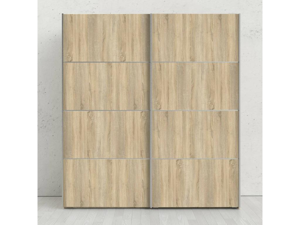 Lumenao 2-Door Wardrobe, Bedroom Furniture, Walk-in Closet, Clothes Storage, 182x64x202 cm, Oak and White, PQUA32535