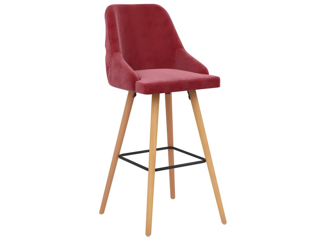Set of 2 bar stools, burgundy red velvet ESWK32483