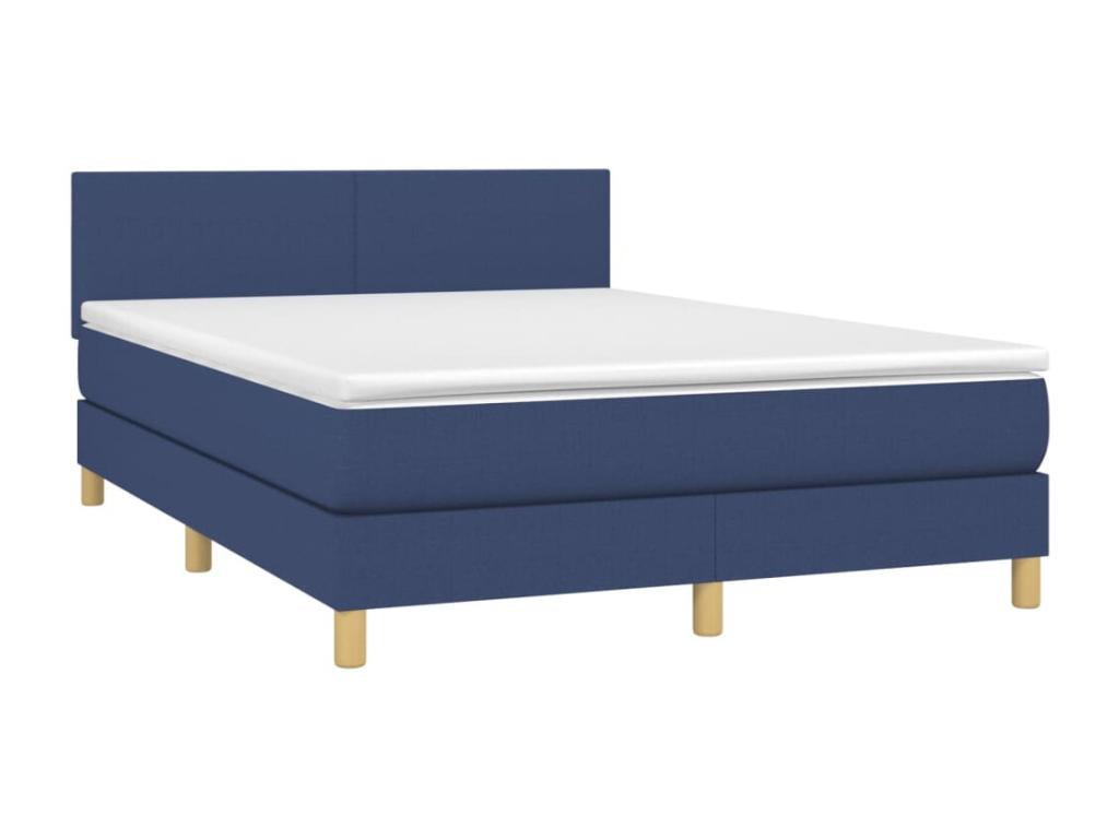 Upholstered bed base with mattress, blue, 140x190 cm, fabric YWEW26238