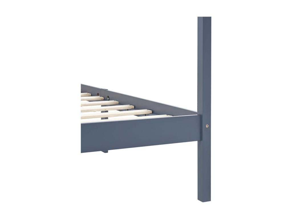 Grey Canopy Bed Frame Solid Pine Wood 100x200 cm SJVD19988