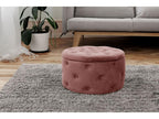 Lumenao storage pouf with quilted lid, velvet, pink, 30 cm high, HQNP89056