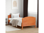 Bed frame with brown wax headboard, 90x200 cm, pine wood, HAAE24010