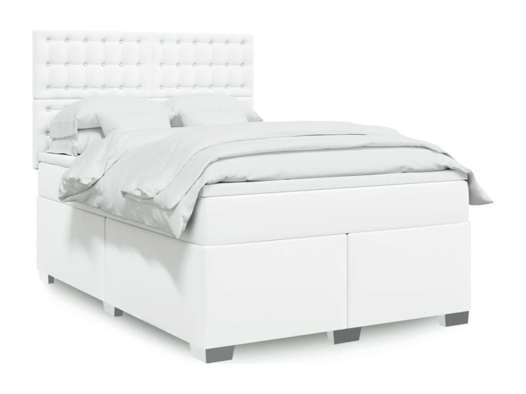 Lumenao bed base with mattress, white, 140x200cm, faux leather, UUWV46064