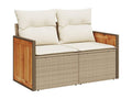 Garden furniture set with cushions, 12 pieces, beige woven resin, JLKB56729