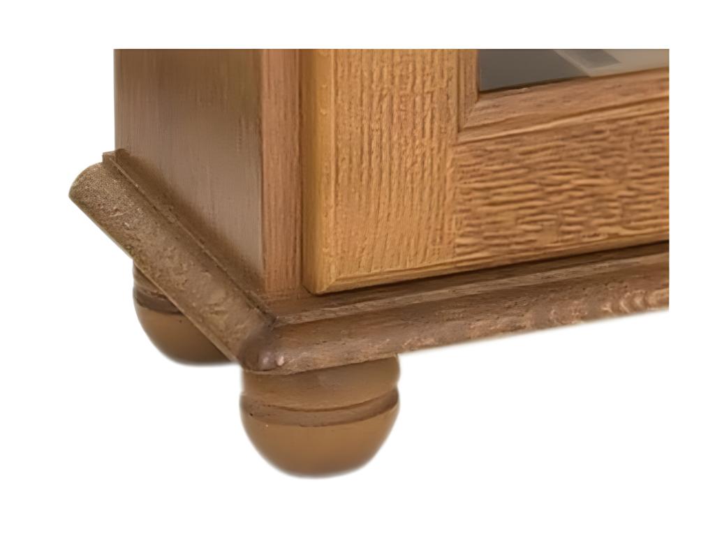 Oak Display Cabinet with 2 Glass Doors, 5 Shelves, and 6 Niches, W 92.4 cm, H 105.8 cm, D 21.5 cm, XMCY64214