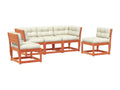 5-piece garden furniture set with brown cushions, solid pine wood DIUG95758