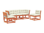 5-piece garden furniture set with brown cushions, solid pine wood DIUG95758