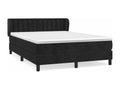 Upholstered bed base with mattress, black, 140x200 cm, velvet, JDMU72132