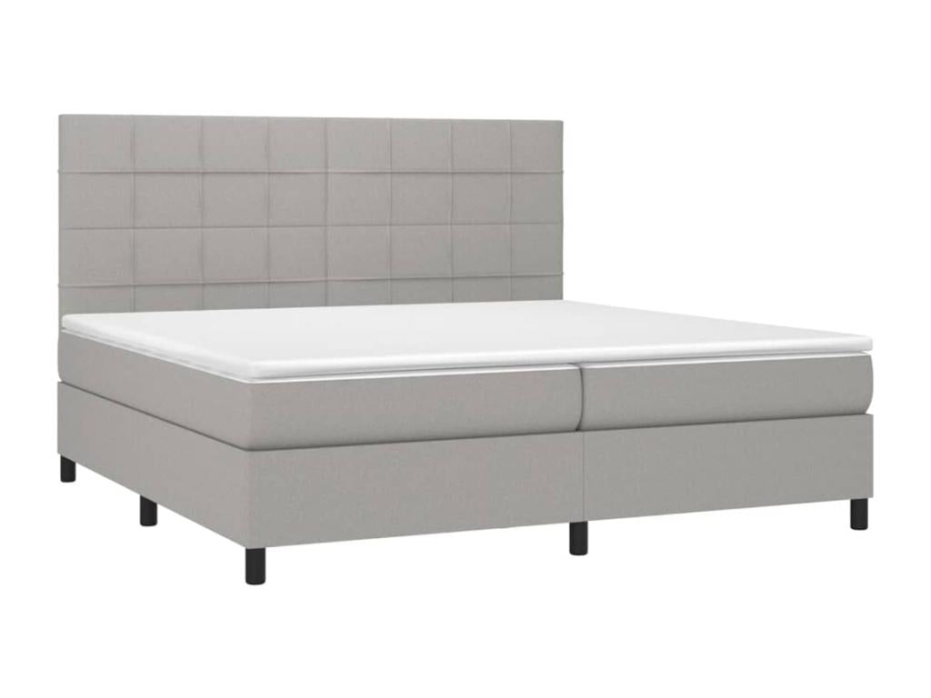 Upholstered bed base with mattress, light grey, 200x200cm, fabric FYSY44083