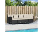 5-piece garden furniture set with cushions, black woven resin YJFA42558