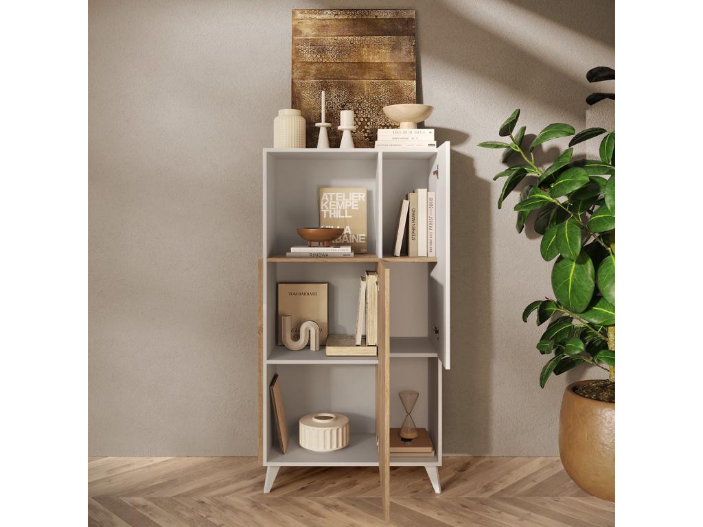 Ventoriq - 2-Door Storage Unit with 2 Shelves, White Lacquered and Wood-Look Finish, Ventoriq XXYO96528
