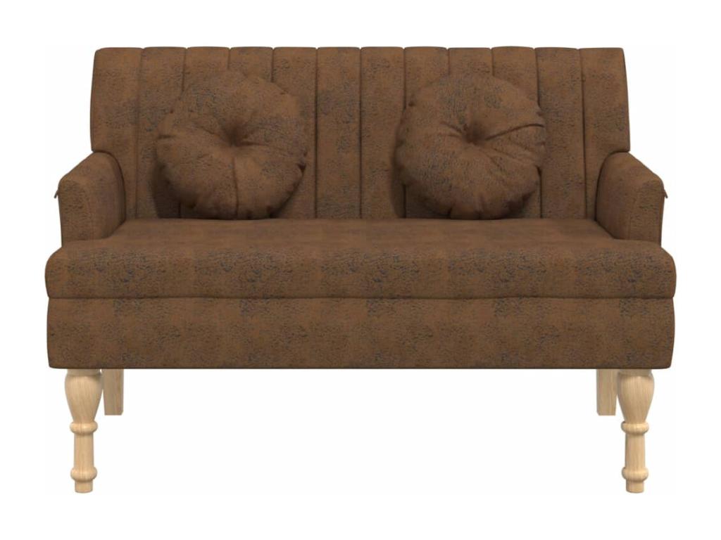Bench with brown cushions 113x64.5x75.5 faux suede leather HNKT91487