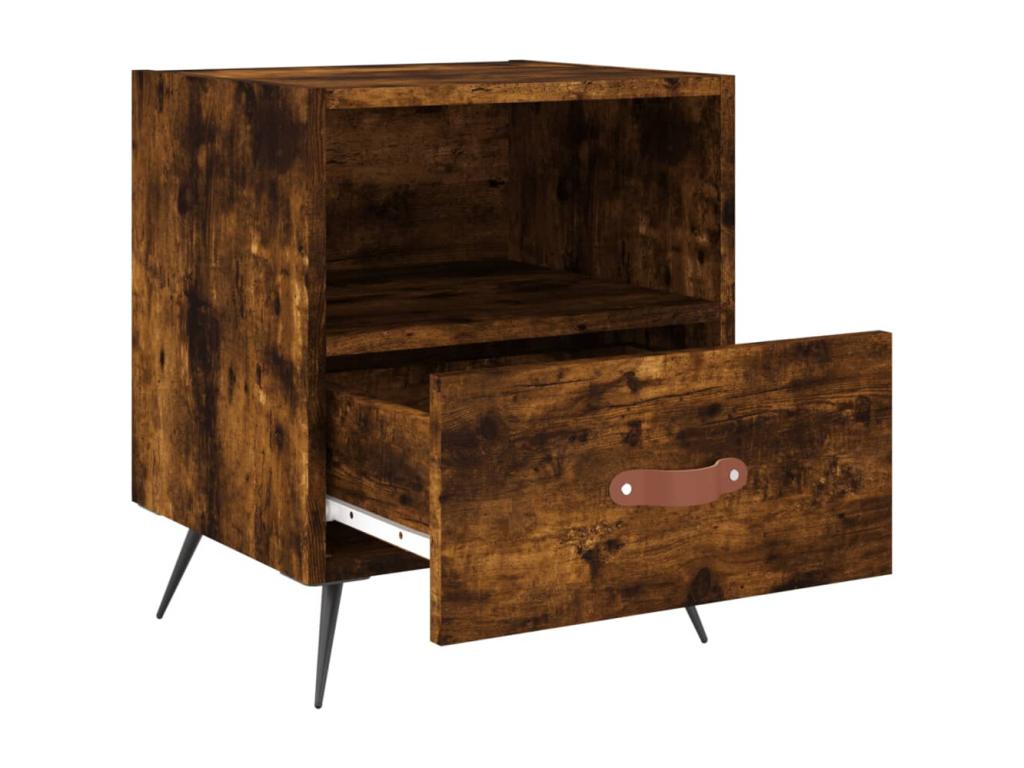 2-piece bedside tables, smoked oak, 40x35x47.5cm, engineered wood, AOAQ90061