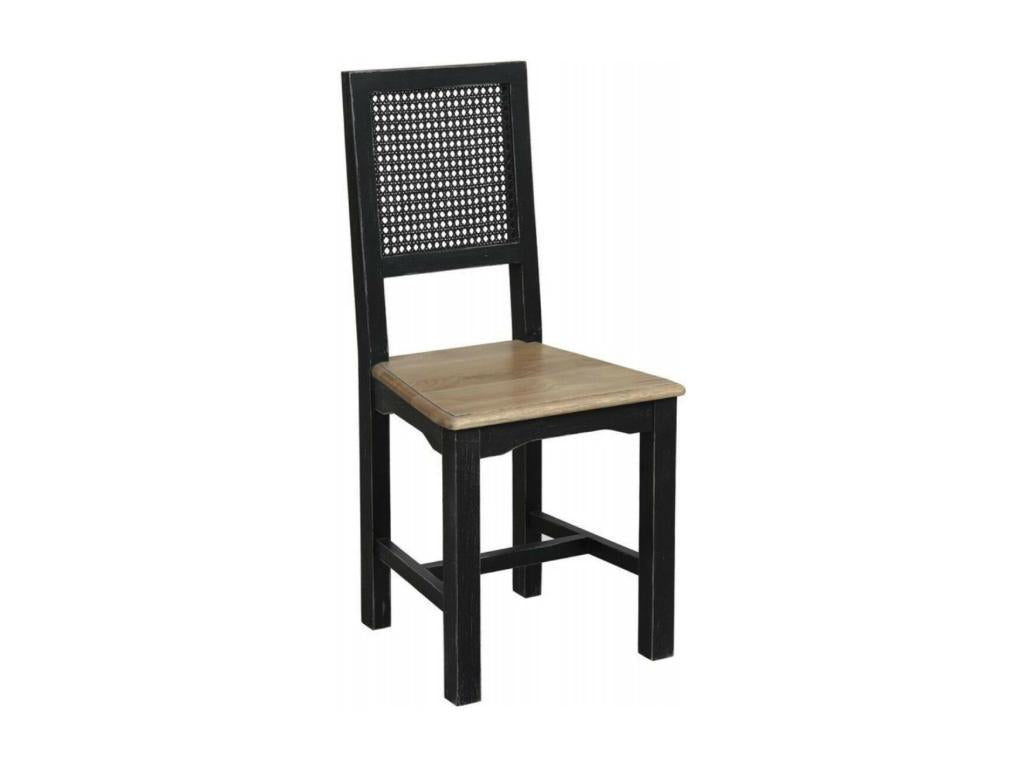 Set of 2 Wooden Chairs with Wooden Seats and Black Cane Backs - Lumenao WQLX87741