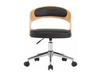Swivel office chair, black, bent wood and faux leather, TNDU16738