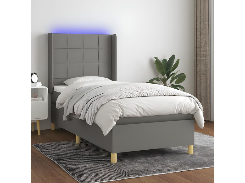 Lumenao bed base with LED mattress, dark grey, 80x200cm, fabric BUWM78894