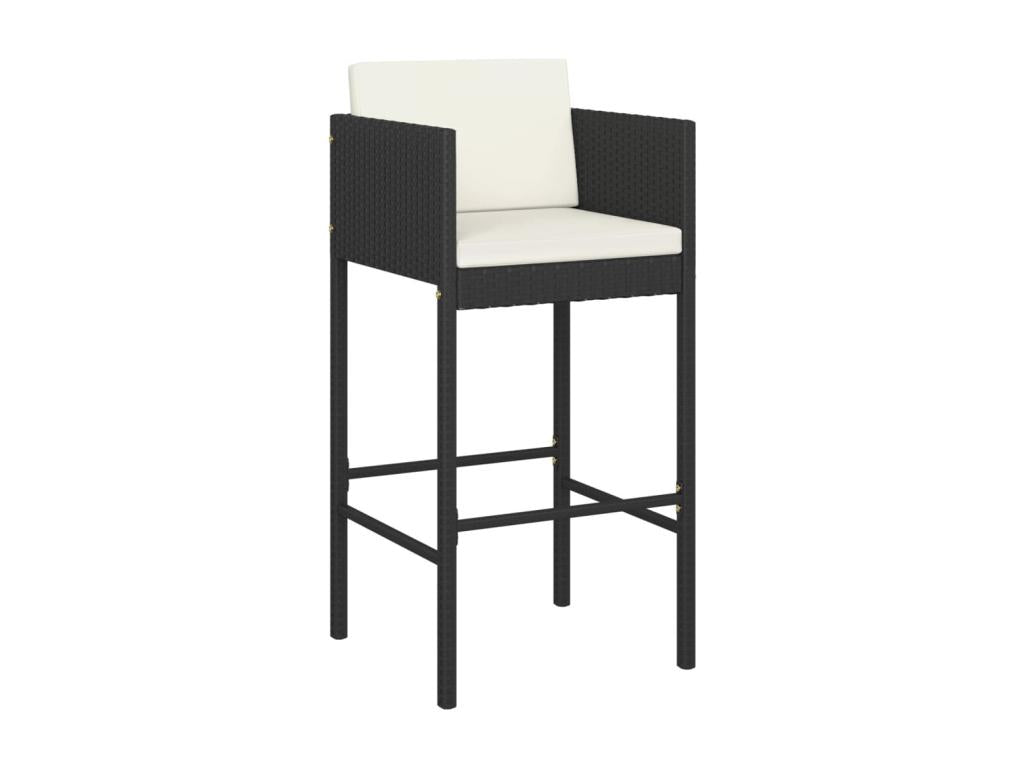 5-piece garden bar set and cushions, black woven resin SECV50353