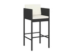 5-piece garden bar set and cushions, black woven resin SECV50353