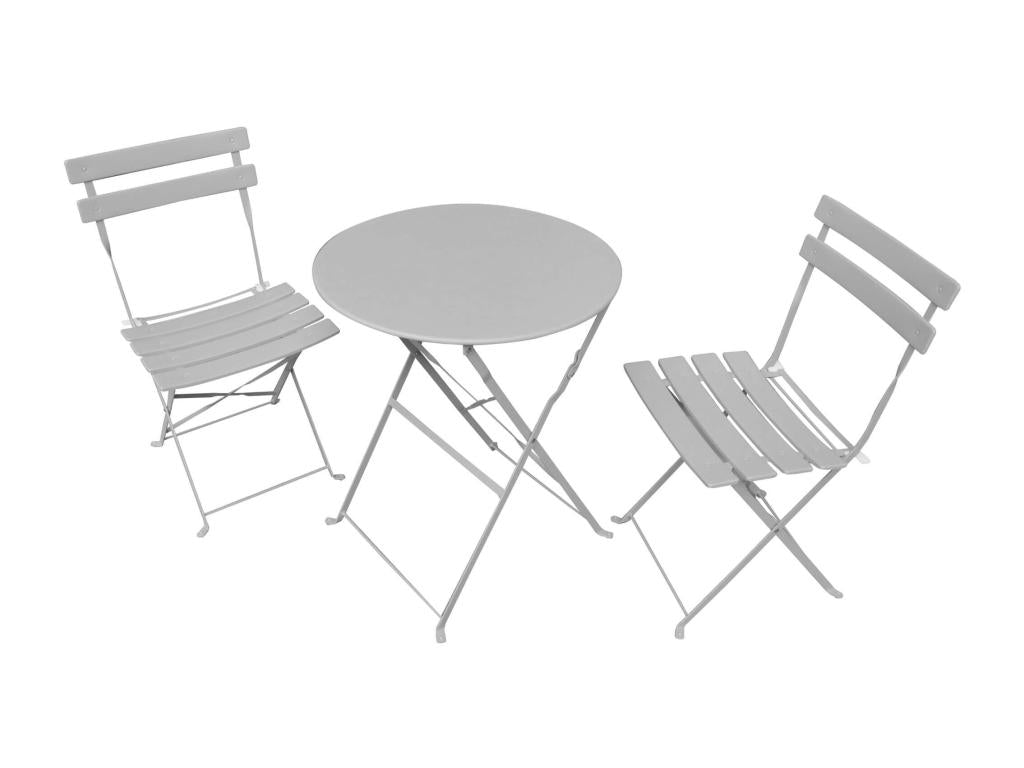 Lumenao balcony furniture set: Round table / 2 chairs in grey, Lumenao BMRP15596