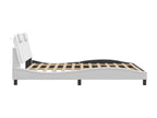 Bed frame with white LED lights, 160x200 cm, faux leather, DAQL46868